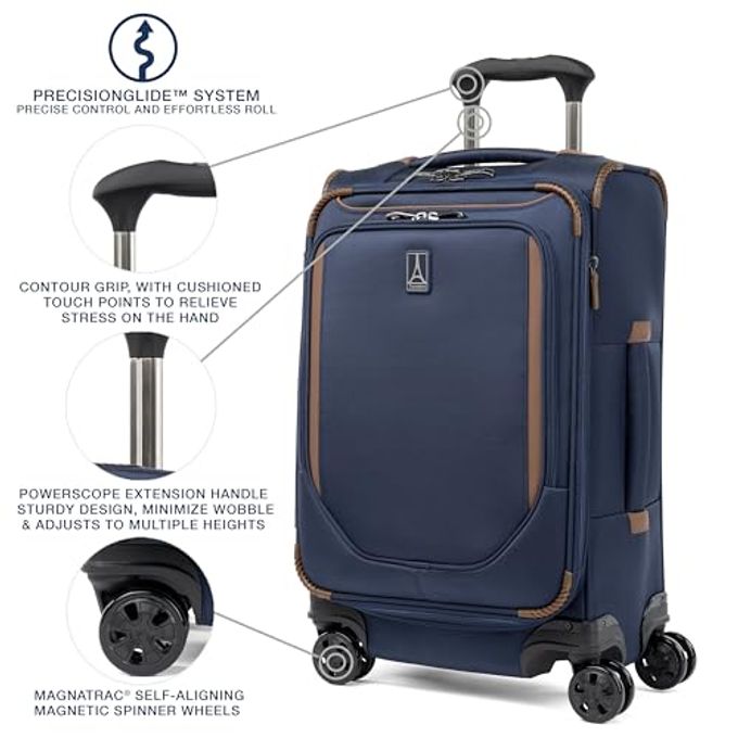 Travelpro Crew Classic Lightweight Softside Expandable Carry On Luggage, 8 Wheel Spinner Suitcase, Men And Women, Carry On 21-Inch, Patriot Blue - Image 2