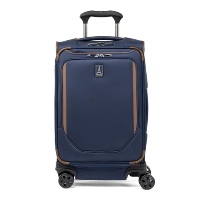 Travelpro Crew Classic Lightweight Softside Expandable Carry On Luggage, 8 Wheel Spinner Suitcase, Men And Women, Carry On 21-Inch, Patriot Blue - Image 1