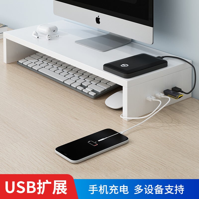 رف رفع الكمبيوتر المكتبي USB رف المكتب لتخزين الشاشة قاعدة المحطة الحامل - Image 4