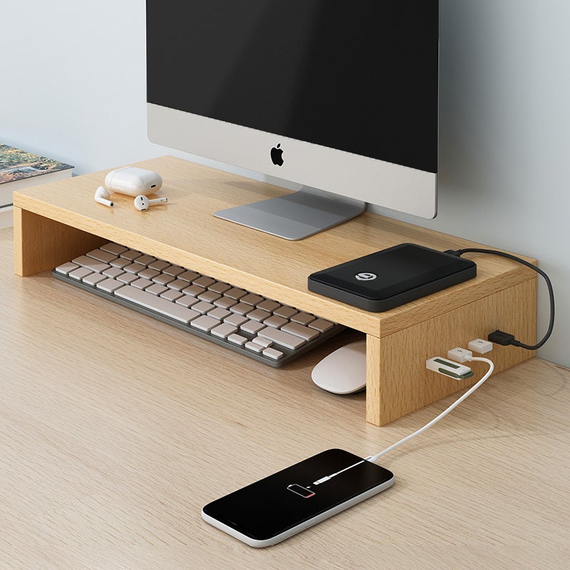 رف رفع الكمبيوتر المكتبي USB رف المكتب لتخزين الشاشة قاعدة المحطة الحامل - Image 3