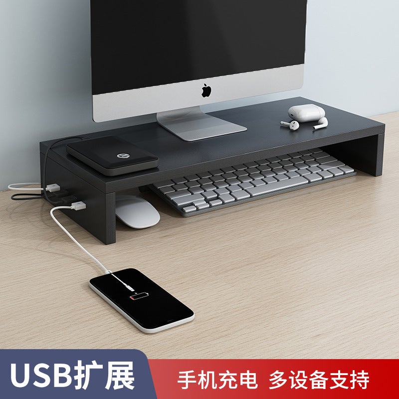 رف رفع الكمبيوتر المكتبي USB رف المكتب لتخزين الشاشة قاعدة المحطة الحامل - Image 2