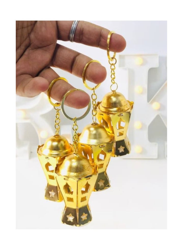 Generic Ramadan medal key chain, golden metal lantern medallion with LED lighting, number 1  - Image 2