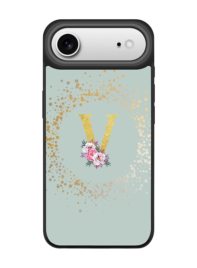 Stylizedd iPhone Air Case, [Compatible with MagSafe] Slim Magnetic cover Phone Case iPhone Air -Custom Monogram Floral - V  (Light Grey ) - Image 1