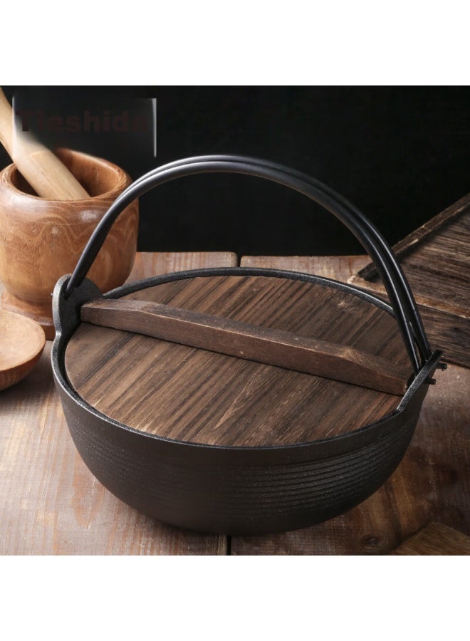 Telssida Cast Iron Sukiyaki Pot, Non-coated Thickened Non-stick Iron Soup Pot, Stew Pot, Meat Stew Pot, Outdoor Cooking Hot Pot - Image 1