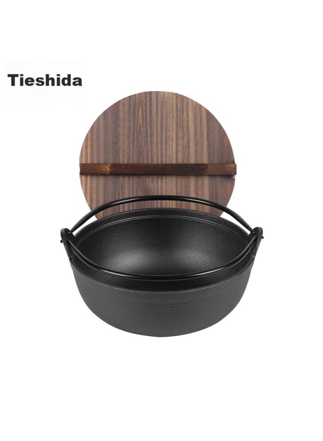 Telssida Cast Iron Sukiyaki Pot, Non-coated Thickened Non-stick Iron Soup Pot, Stew Pot, Meat Stew Pot, Outdoor Cooking Hot Pot - Image 5