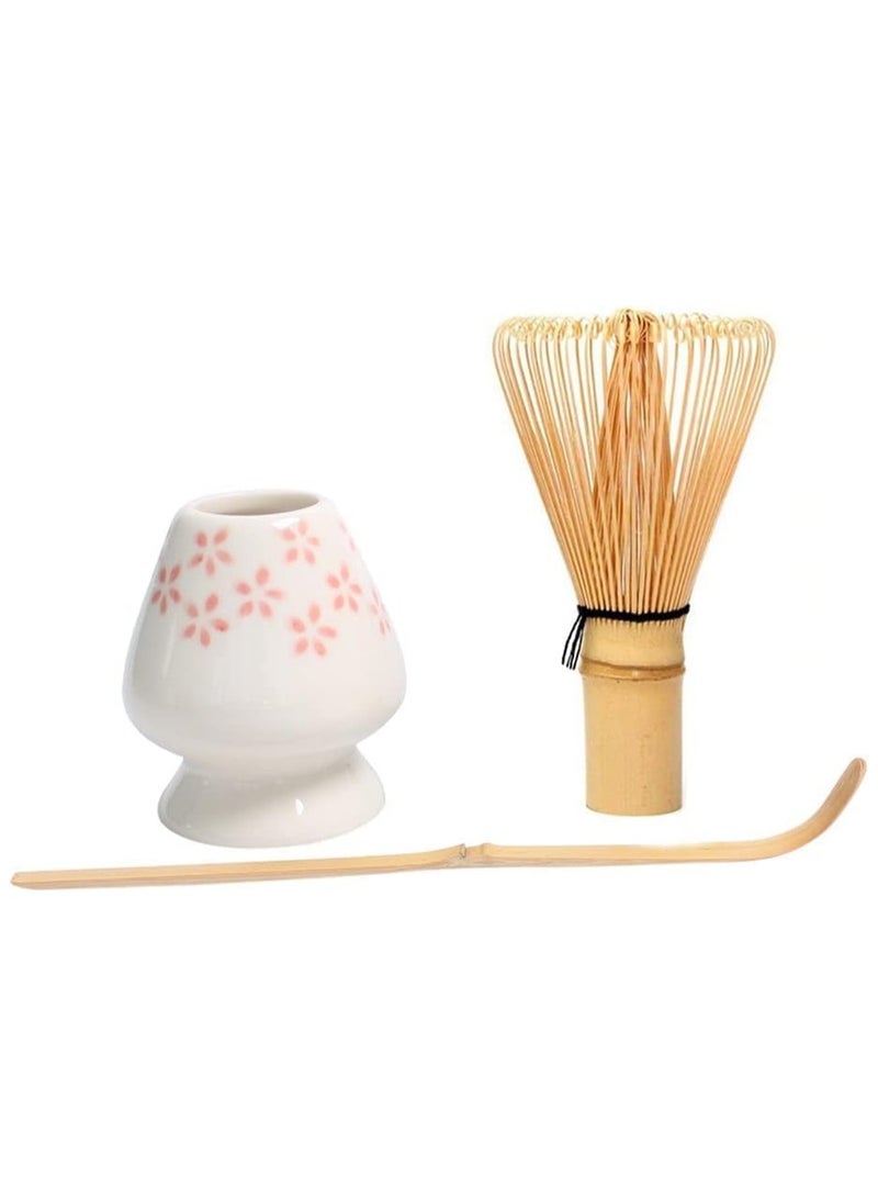 3-Piece Matcha Green Tea Whisk, Matcha Stirrer Bamboo Spoon with Hook Matcha Brush Placeer Set - Image 1