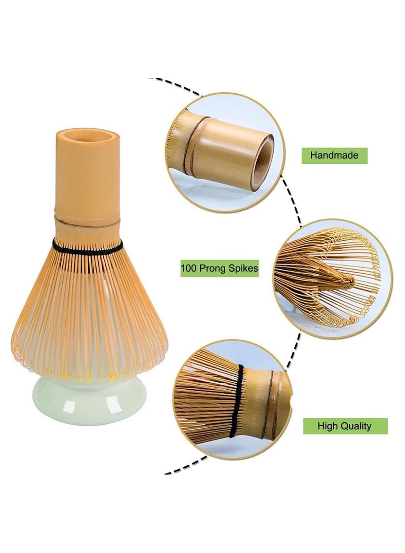 3-Piece Matcha Green Tea Whisk, Matcha Stirrer Bamboo Spoon with Hook Matcha Brush Placeer Set - Image 3