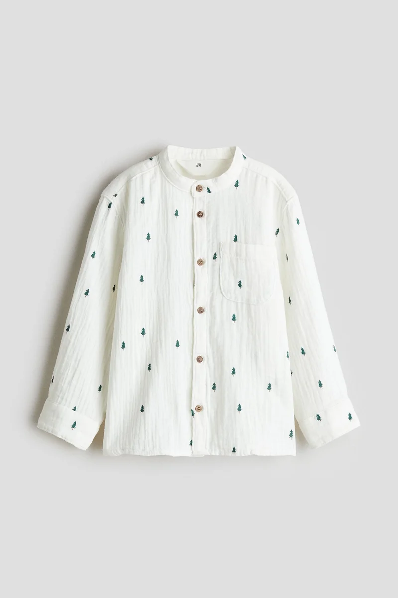 H&M Cotton muslin grandad shirt