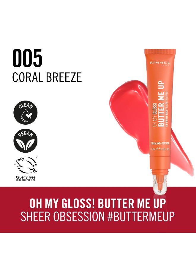 RIMMEL LONDON Oh My Gloss Butter Me Up Lip Butter Balm - 005 - Coral Breeze, 15ml  - Image 3