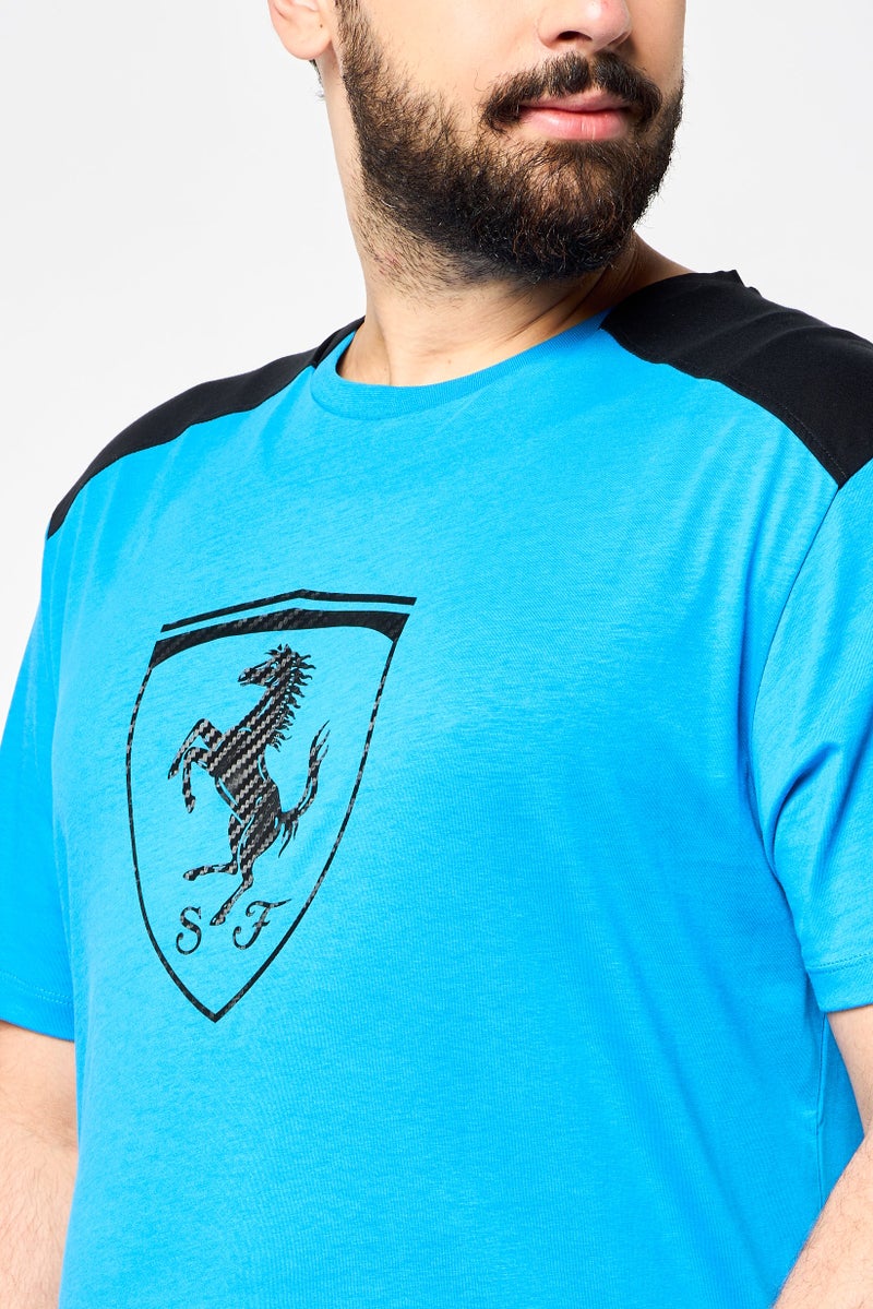 Scuderia Ferrari Men Sportswear Fit Short Sleeve Outdoor T-Shirt, Blue - Image 3