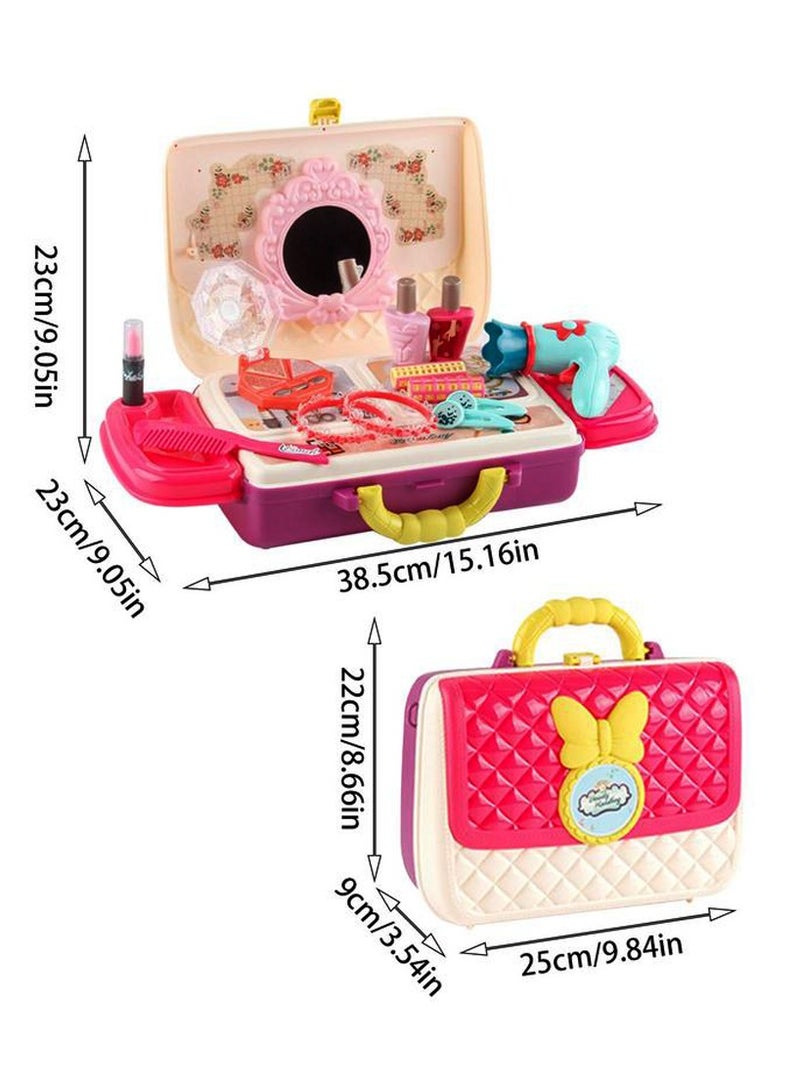 مجموعات مكياج للفتيات الصغيرات مجموعة مكياج وهمية مع لعبة حقيبة مستحضرات التجميل للفتيات الصغيرات ، مجموعة مكياج وهمية للأطفال الصغار لعيد ميلاد الأميرة ، 18 قطعة من ألعاب مكياج الأطفال للفتيات ، مجمو - Image 2