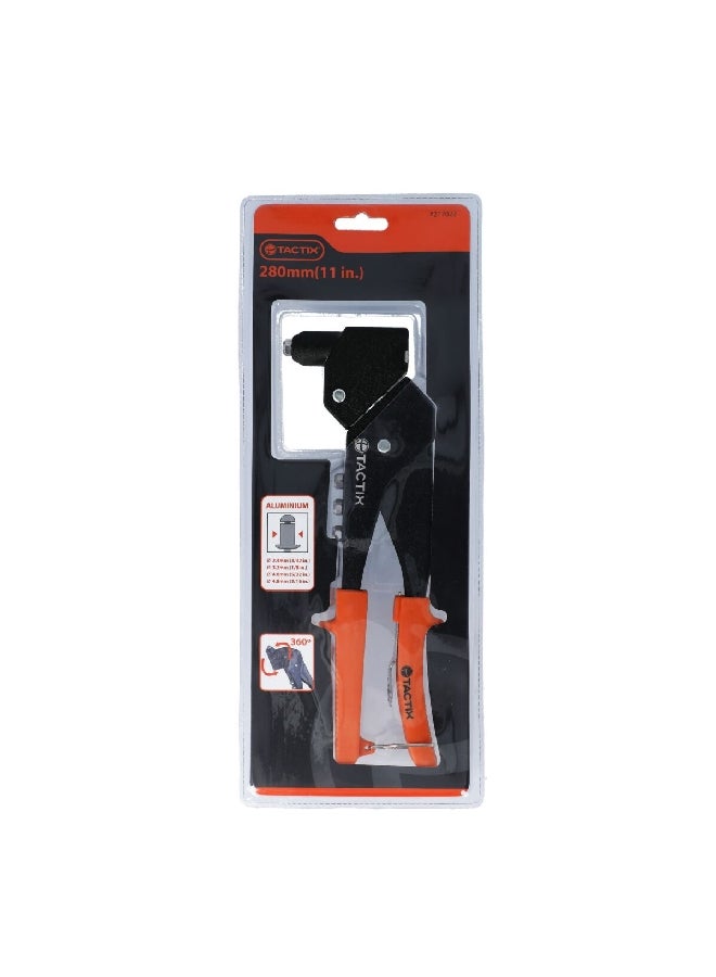 Tactix High-Quality Sturdy Swivel Head Aluminium Hand Riveter Black and Orange 11 Inch 217022 - Image 1