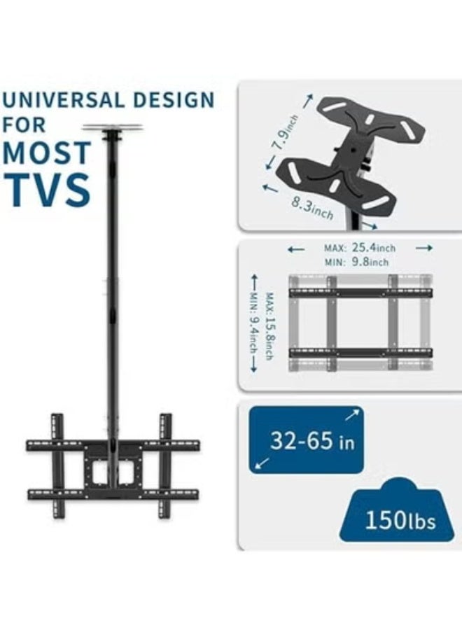 حامل تلفزيون ليد شديد التحمل وقابل للتعديل – مناسب لشاشات LCD وLED بمقاس 32 إلى 70 بوصة – ارتفاع قابل للتعديل، إمالة ودوران - Image 3