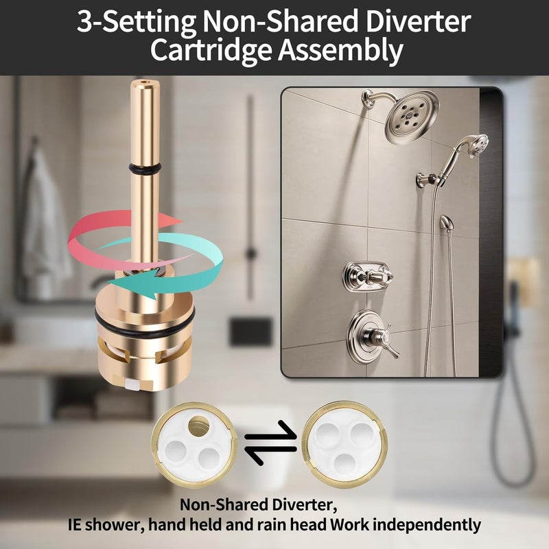 DEHEHUIY RP71718 3-Function Non-Shared Diverter Cartridge Compatible With RP71718 Replacement Part Set,Three Separate And Three Off Positions.Brass Construction - Image 3