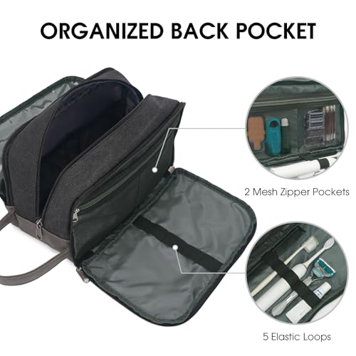 WANDF Travel Toiletry Bag for Men Large Toiletries Shaving Bag Water Resistant Hanging Dopp Kit Travel Accessories Bag for Women Men (Black) - Image 4