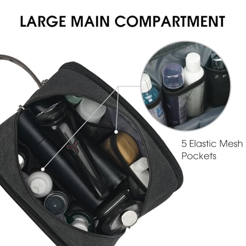 WANDF Travel Toiletry Bag for Men Large Toiletries Shaving Bag Water Resistant Hanging Dopp Kit Travel Accessories Bag for Women Men (Black) - Image 2