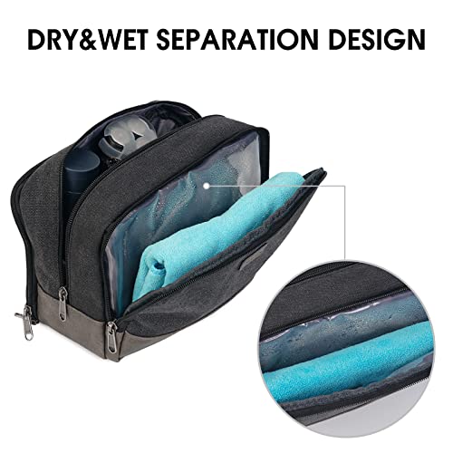 WANDF Travel Toiletry Bag for Men Large Toiletries Shaving Bag Water Resistant Hanging Dopp Kit Travel Accessories Bag for Women Men (Black) - Image 3