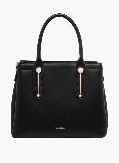 Women's Textured Tote Bag with Zip Closure and Double Handle