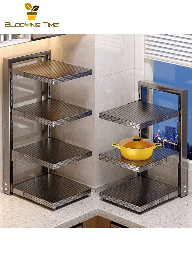 بلومنغ تايم رف أوعية المطبخ رف استنزاف تخزين الرف متعدد الطبقات رف أوعية الفولاذ المقاوم للصدأ قابل للتعديل رف أوعية - Image 1