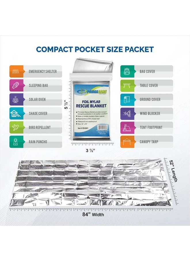 PRIMACARE HB-10 Emergency Foil Mylar Thermal Blanket (Pack of 10), 52" Length x 84" Width, Silver  - Image 2