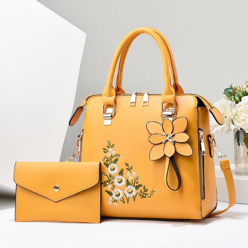 Women'S Bag Fashionable Embroidered Western Style Two-Piece Elegant Handbag Simple Crossbody Bag Mother Bag - Image 1