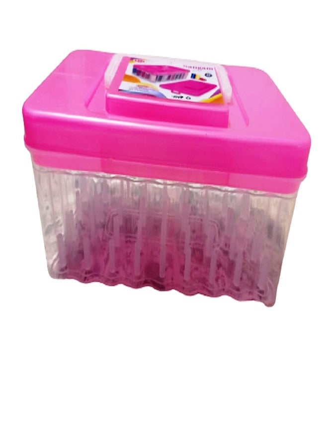 DAIDSUKE® Heavy Plastic 90 Degree 45 Reels Storage Sewing Organizer Rectangular Tailoring Accessories Box with 27 Needle Kit Free Empty Big Size Box 45 Spools Tailor kit (Multi Color) - Image 2