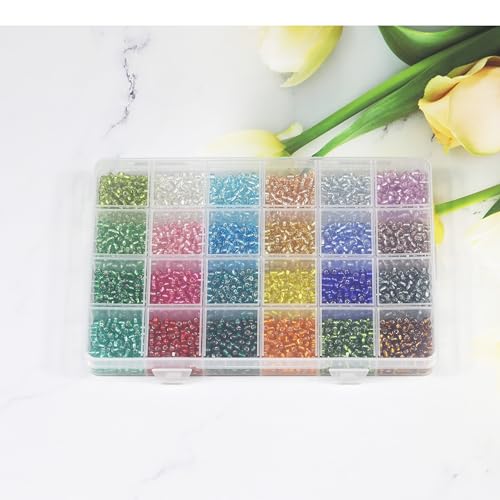 Bala&Fillic Size 4mm Seed Beads About 3000pcs in Box, 6/0 Glass Silver Lined Seed Beads for Making Bracelet Necklace Earring Jewelry (About 130pcs/Color, 24 Colors) - Image 3