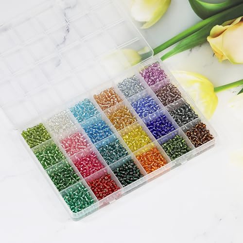 Bala&Fillic Size 4mm Seed Beads About 3000pcs in Box, 6/0 Glass Silver Lined Seed Beads for Making Bracelet Necklace Earring Jewelry (About 130pcs/Color, 24 Colors) - Image 2