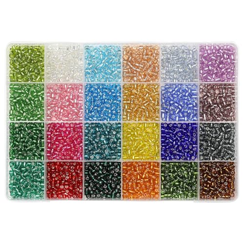 Bala&Fillic Size 4mm Seed Beads About 3000pcs in Box, 6/0 Glass Silver Lined Seed Beads for Making Bracelet Necklace Earring Jewelry (About 130pcs/Color, 24 Colors) - Image 1