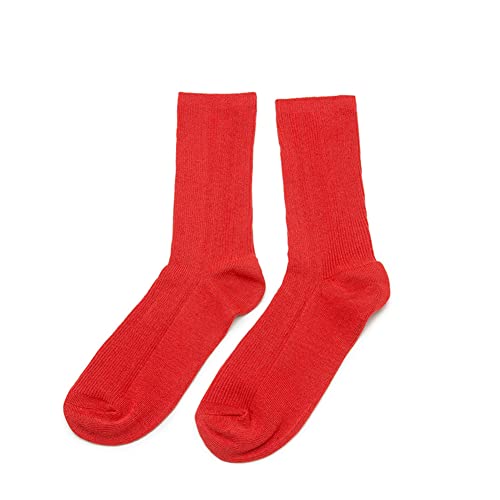 Remorty Womens Colorful Basic Sock -Unique Knit Cotton Crew Socks 3 Pack Size 4-10(Red) - Image 5