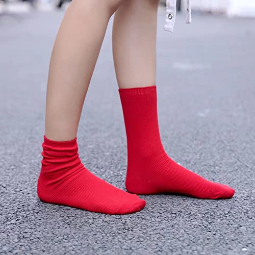 Remorty Womens Colorful Basic Sock -Unique Knit Cotton Crew Socks 3 Pack Size 4-10(Red) - Image 4