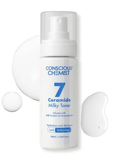 CONSCIOUS CHEMIST Hydrating Milky Face Toner | 100ml | 7 Ceramide Complex & Niacinamide | Calms, Smoothens & Strengthens Skin Barrier | Toner for Glowing skin, For Men & Women, All Skin Types  - Image 1