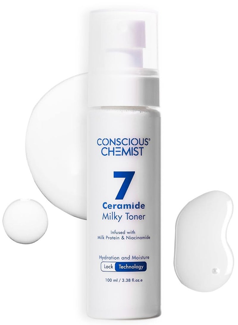 CONSCIOUS CHEMIST Hydrating Milky Face Toner | 100ml | 7 Ceramide Complex & Niacinamide | Calms, Smoothens & Strengthens Skin Barrier | Toner for Glowing skin, For Men & Women, All Skin Types - Image 1