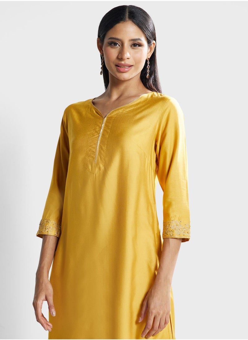 Fabindia - Embroidered Sleeve Kurti - Image 1
