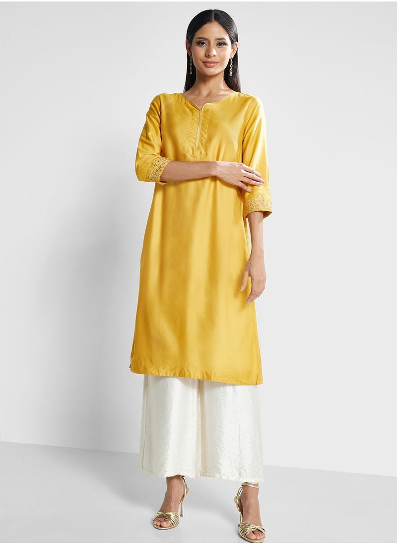 Fabindia - Embroidered Sleeve Kurti - Image 1