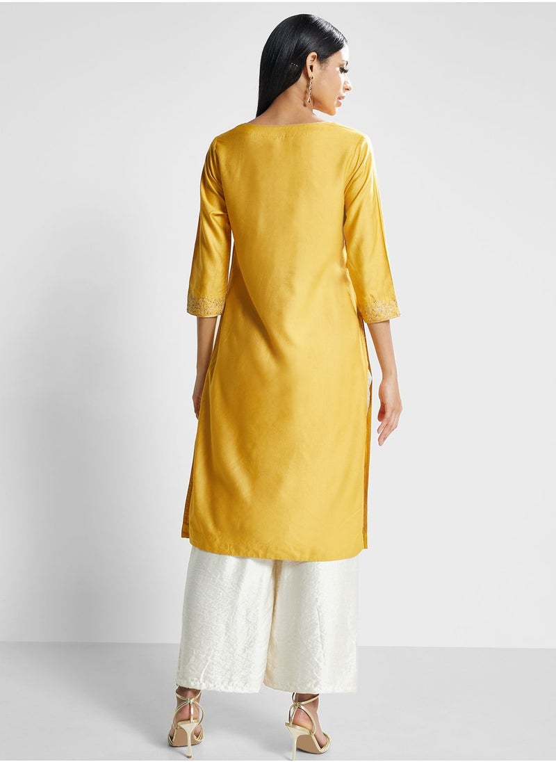 Fabindia - Embroidered Sleeve Kurti - Image 1