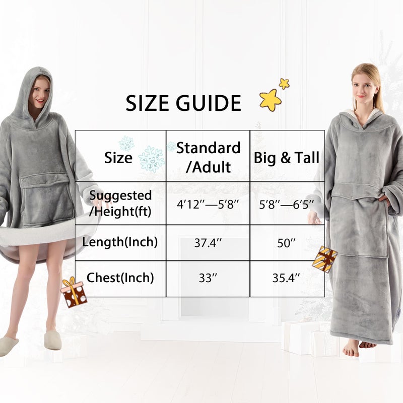 Krifey Big & Tall Wearable Blanket Hoodie with Cat Pocket, Extra Long Oversized Fleece Blanket for Adults, Cozy Birthday Gifts, Christmas Gifts - Image 5