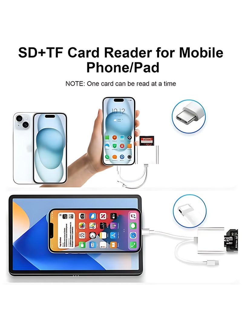 CLAVON SD Card Reader for iPhone iPad Camera Dual Slot Memory Card Adapter Supports SD TF Micro SD Cards Portable Plug and Play for Travel Outdoor Everyday Use - Image 5