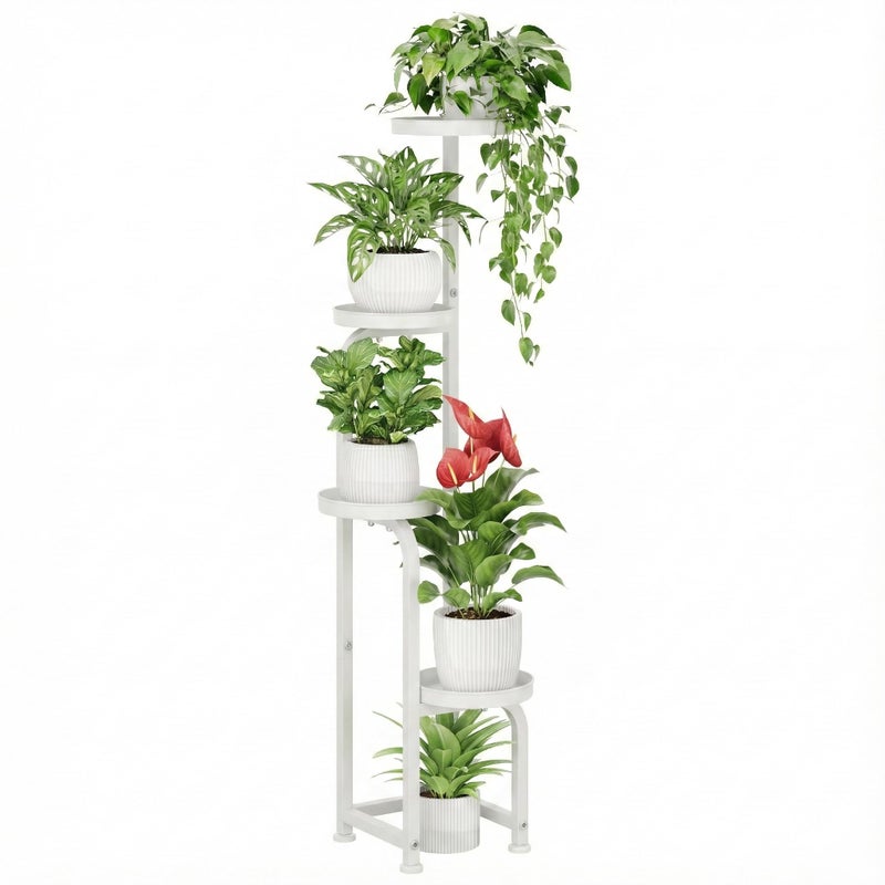 Bamworld Corner Plant Stand Indoor Outdoor, Tall Metal Flower Pot Stands for Multiple Plants, 4 Tier White Heavy Duty Plant Shelf for Patio Garden Balcony Living Room Bedroom(Patent Design) - Image 1
