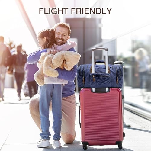 Wildroad 60L Travel Duffel Bag, Expandable Canvas Genuine Leather Duffle Bag Upgraded Overnight Weekender Bag Carry on Bag - Image 5