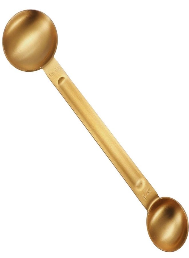Nanchroadly Double Sided Measuring Spoon, Gold, 15ml, Stainless Steel - Image 1