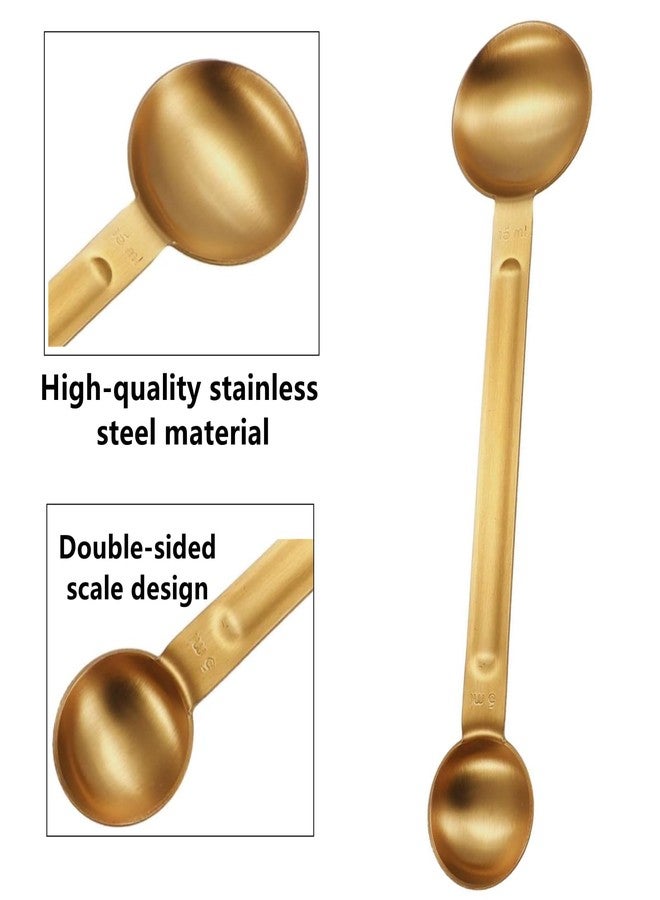 Nanchroadly Double Sided Measuring Spoon, Gold, 15ml, Stainless Steel - Image 3