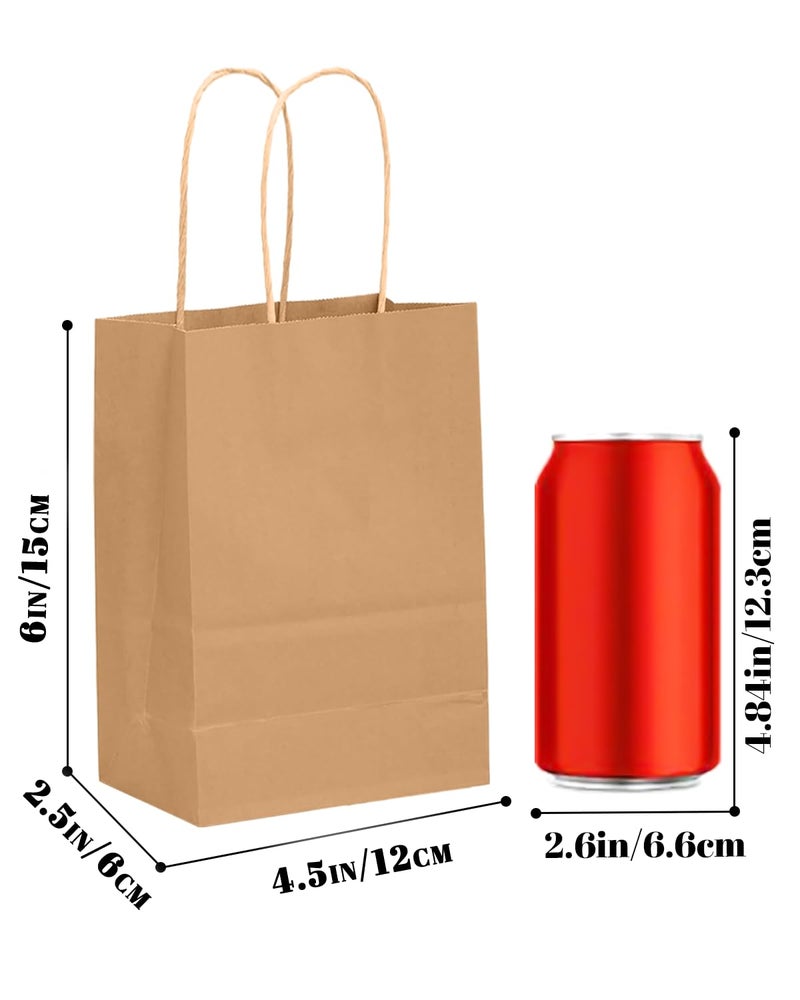 Qiqee 50-Packs Brown Paper Gift Bags With Handles Bulk 4.5""X2.5""X6"" Mini Size Party Favor Bags Multiple Uses - Image 3
