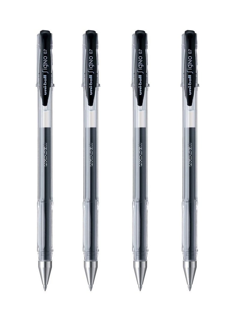 Uniball 4-Piece Signo Roller Pen 0.7mm Tip Black Ink - Image 1