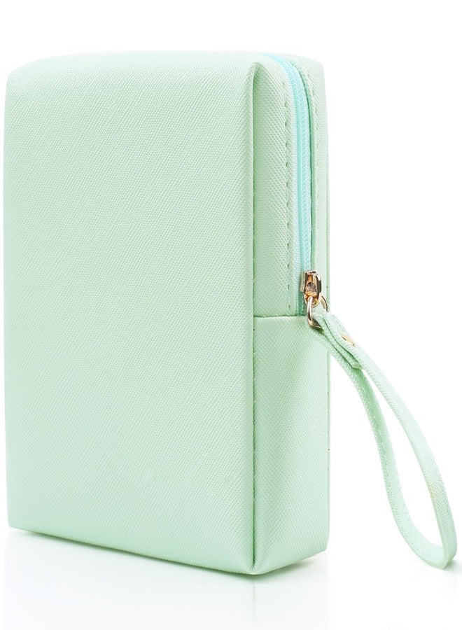 Teircno Sanitary Napkin Period bag for Women, Sanitary Napkin Storage Bag, PU Leather Sanitary Pad Bags Pounch, Portable Tampons Zipper Organizer Bag with Handle for Ladies - Image 1