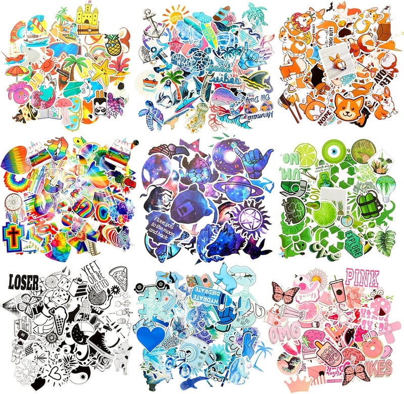 comfrt 445 Pieces Mixed Vinyl Stickers for Water Bottles Waterproof Laptop Stickers Cute Aesthetic Trendy Stickers Graffiti Cartoon Beach Decals for Adults Teens Travel Luggage Skateboard Guitar - Image 1
