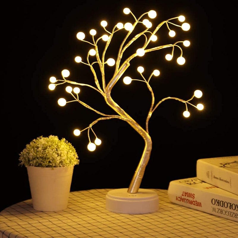 VELOCIOUS Velocious LED Tabletop Bonsai Tree Light Touch Switch DIY Artificial Light Tree Lamp Decoration Festival Holiday BatteryUSB Operated Pearl Node Lamp  - Image 1