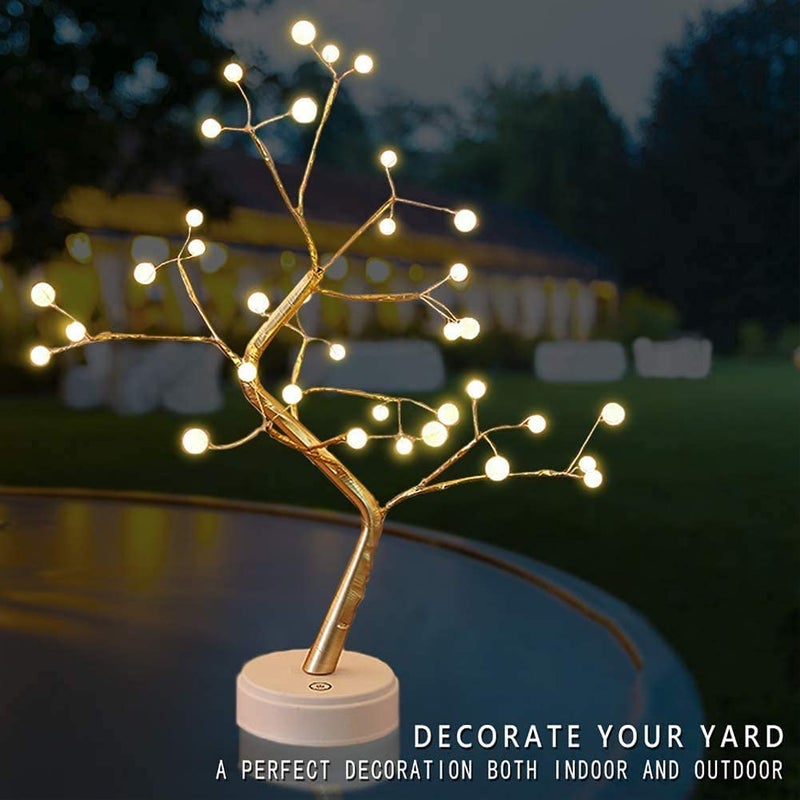 VELOCIOUS Velocious LED Tabletop Bonsai Tree Light Touch Switch DIY Artificial Light Tree Lamp Decoration Festival Holiday BatteryUSB Operated Pearl Node Lamp  - Image 3