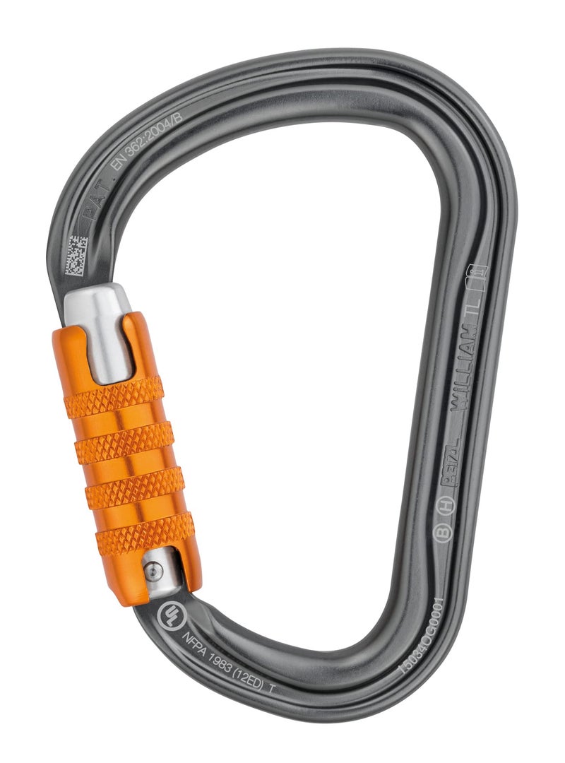 PETZL, William, Locking Carabiner for Belaying, Gray, TRIACT-Lock - Image 1