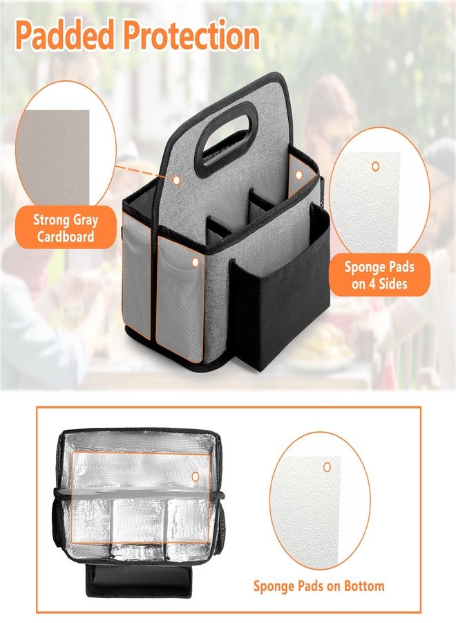 HODRANT Paper Plate Organizer, Disposable Utensil Holder with 4 Compartments for Cup Fork Spoon Napkin, Buffet Silverware Storage Caddy, Metal Cutlery Dispenser for Counter Party Picnic Flatware, Gray - Image 2